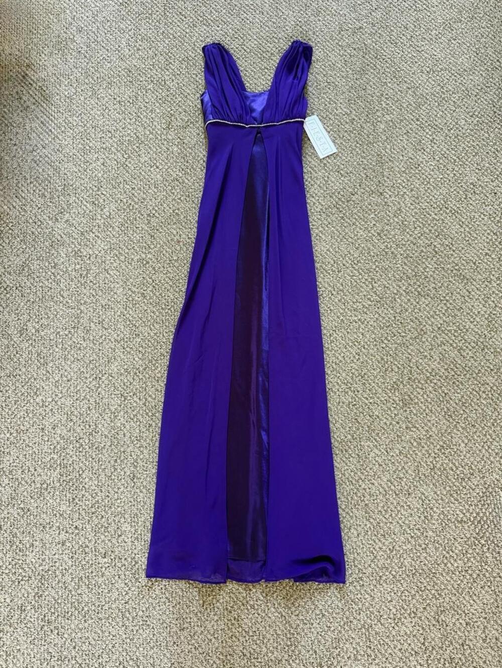 Fiesta purple y2k prom maxi dress with silver trim